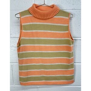 VTG 60s Elmar Striped Turtleneck Knit Sweater‎ Vest / Knit In California / Small